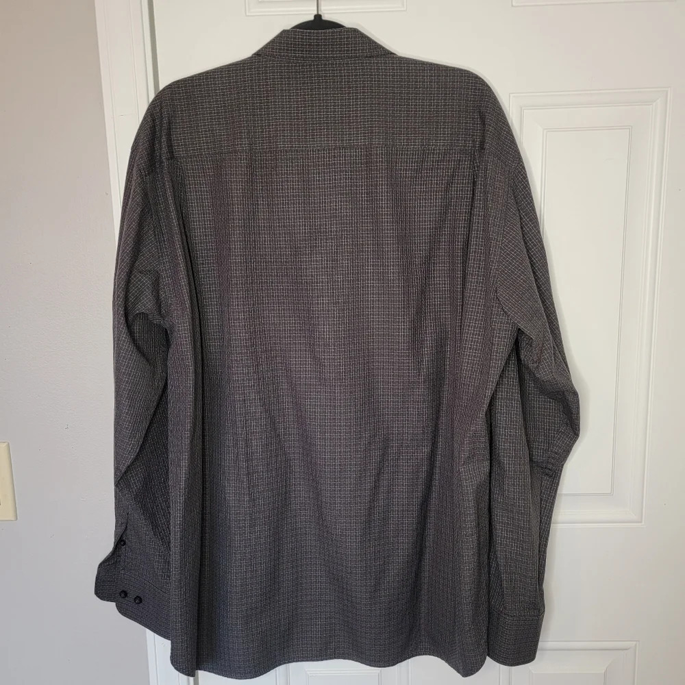 Tommy Bahama Dark Gray Checked Button Down Silk Cotton Blend Shirt XL - Picture 5 of 10